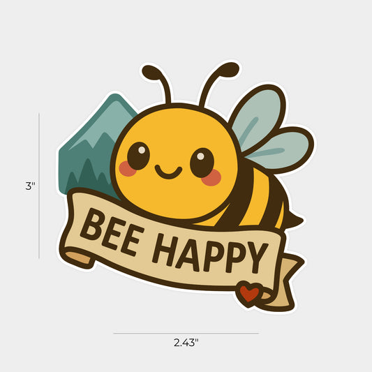 3" Bee Happy Blue Ridge Mountains Sticker