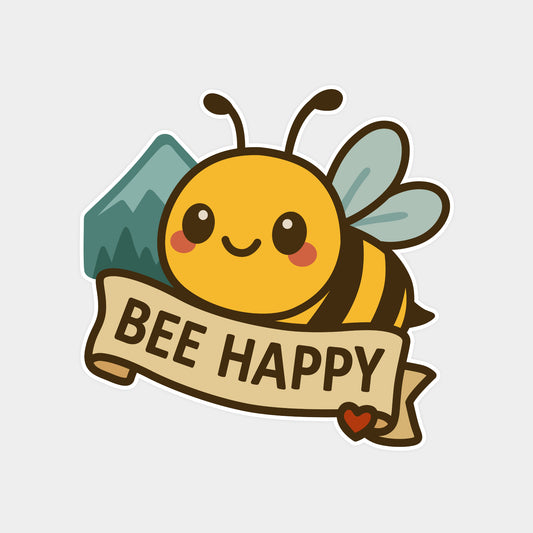 3" Bee Happy Blue Ridge Mountains Sticker